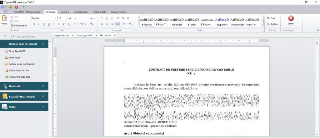 Contract de contabilitate generat automat