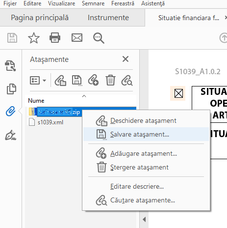 Cum salvezi un fișier ZIP atașat unui PDF